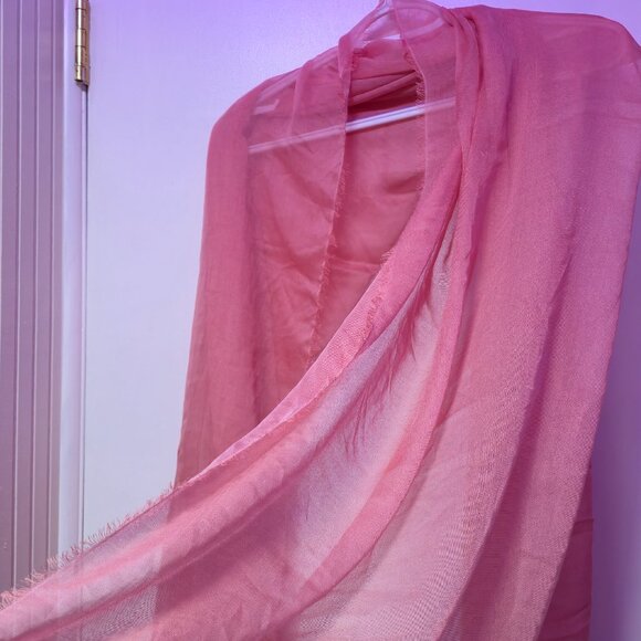 Salmon Thin Shawl Scarf with Fringe - Picture 3 of 4